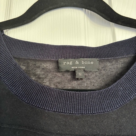 Women's Rag and Bone Oversized Sheer Shirt Black Navy Blue Size Medium - Picture 2 of 6